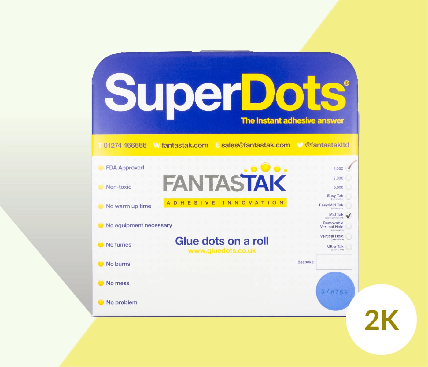 SuperDots Glue Dots (10mm) - 2000 dot roll