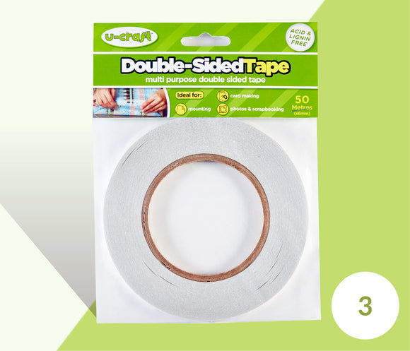 50 Metre Multi Purpose Double-Sided Sticky Tape 3mm Width