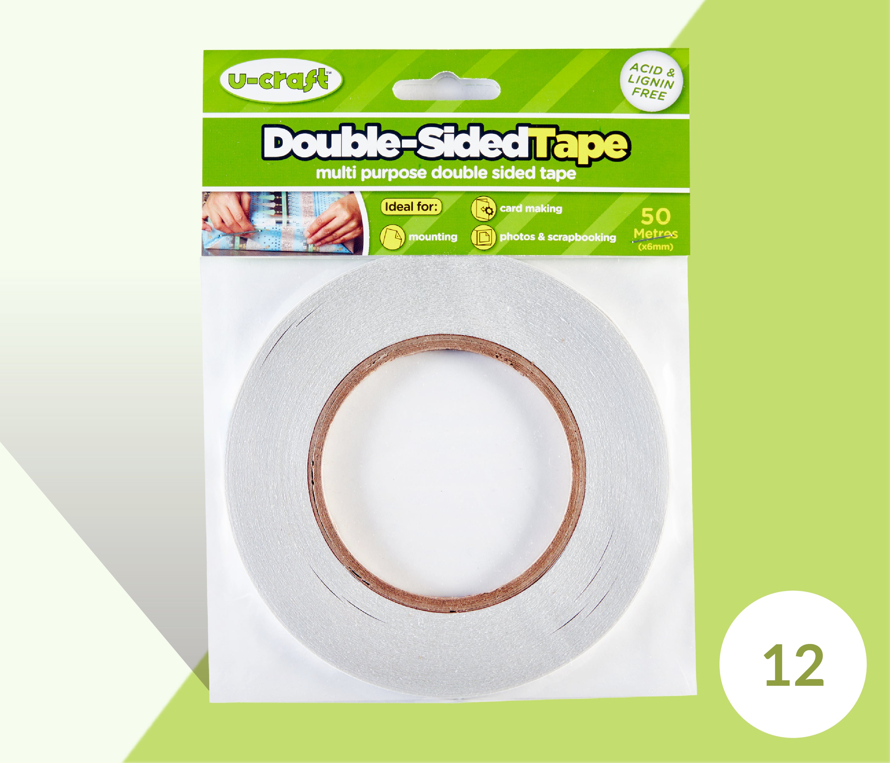 50 Metre Multi Purpose Double-Sided Sticky Tape 12mm Width