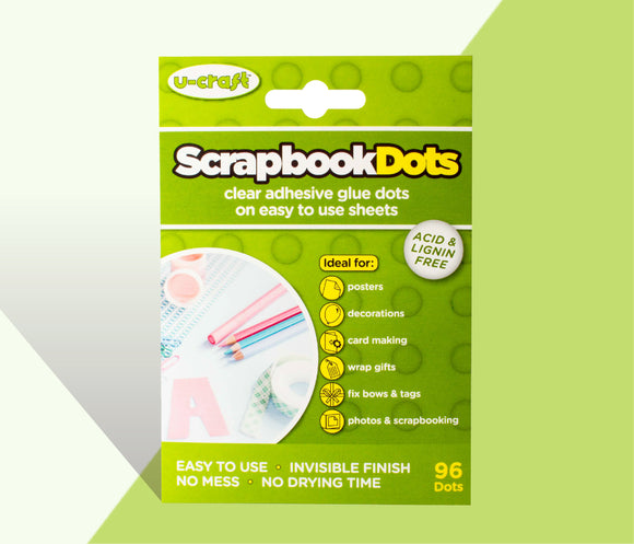 Scrapbook Glue Dots - 96 x thin, permanent dots on perforated sheets