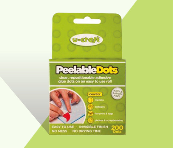 Peelable Glue Dots - 200 removable dots on a roll (10mm diameter)