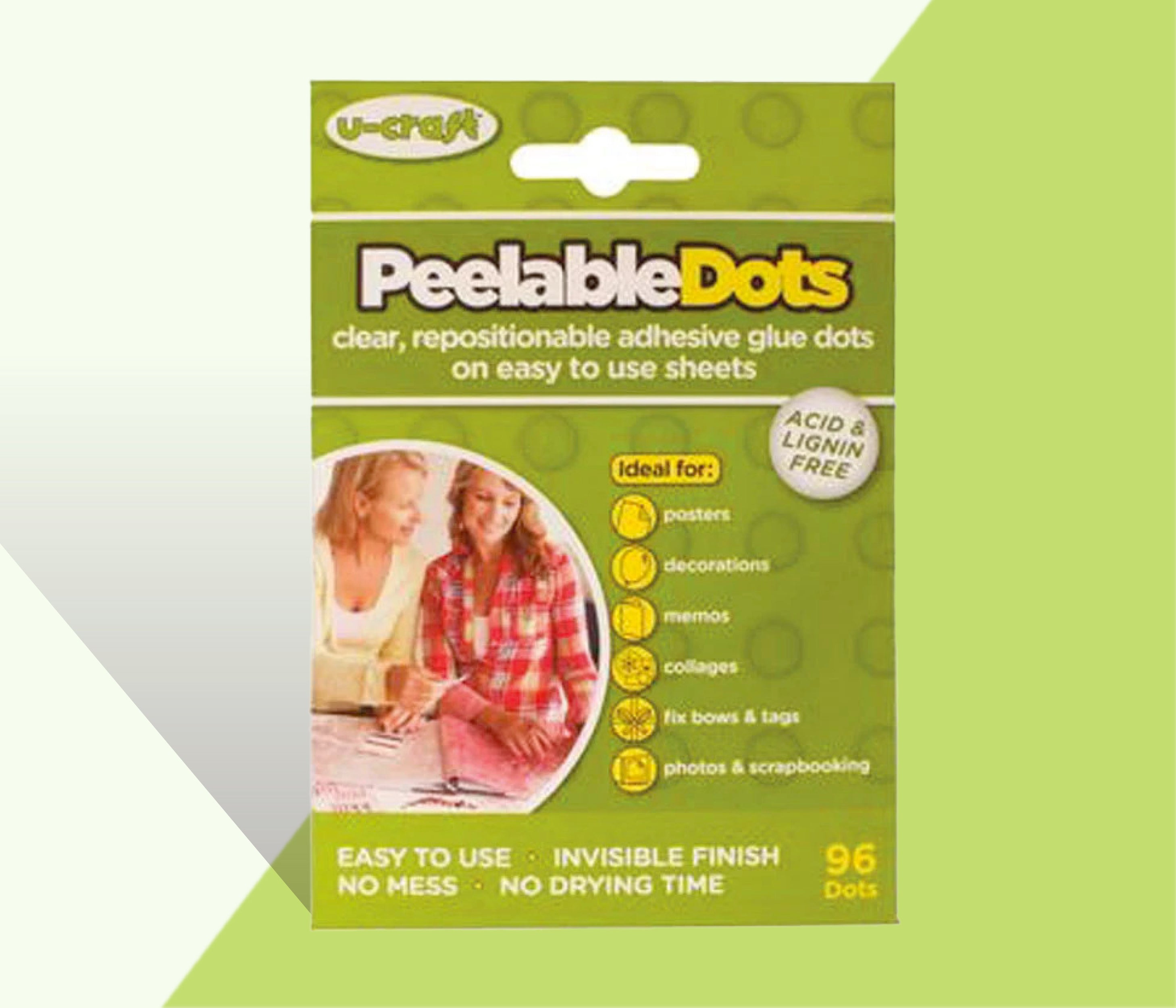 Peelable Glue Dots - 96 x removable glue dots on perforated sheets