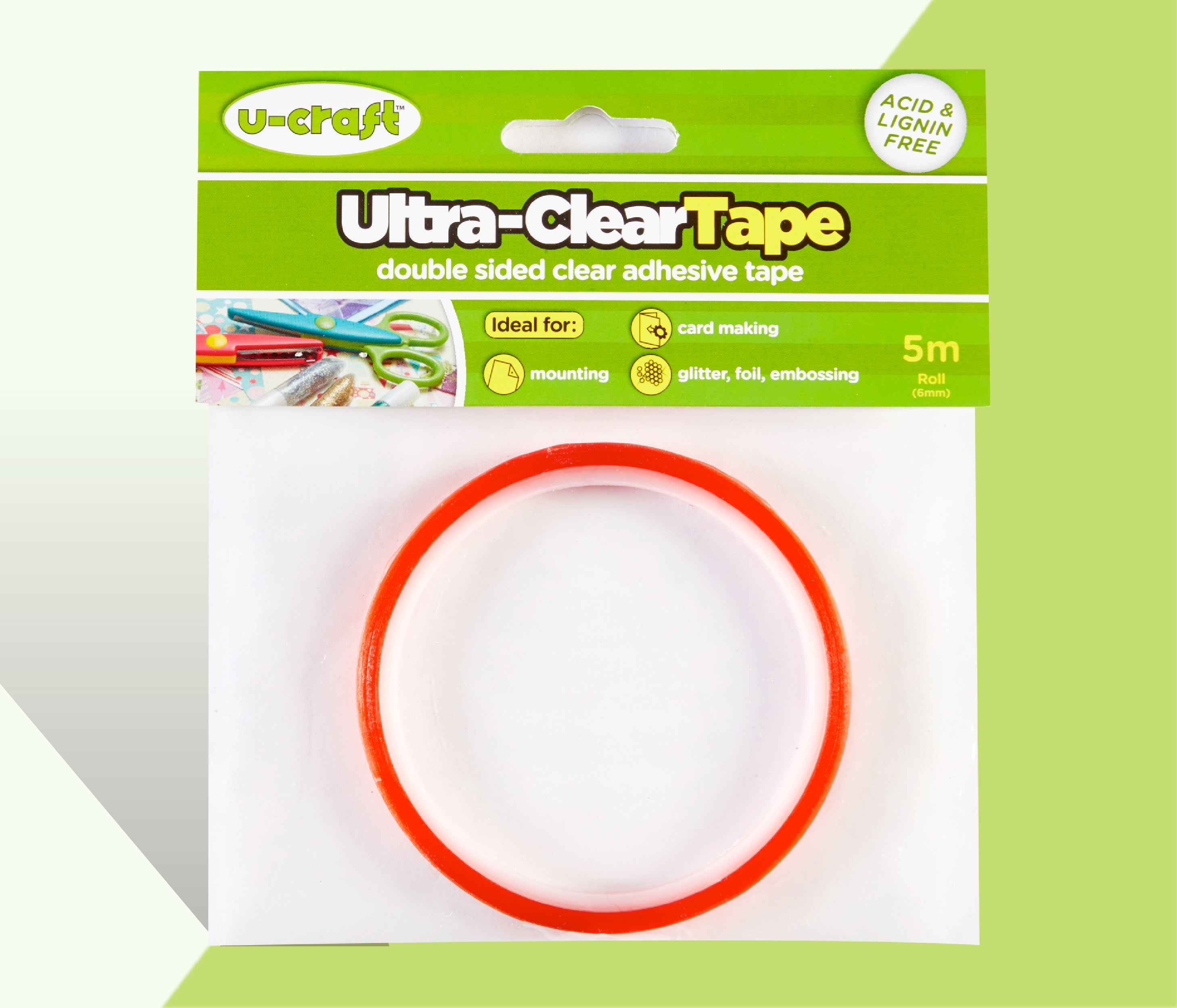 Ultra-Clear (red liner) Adhesive Tape Bundle - 5 rolls 3mm, 6mm, 9mm, 12mm & 25mm