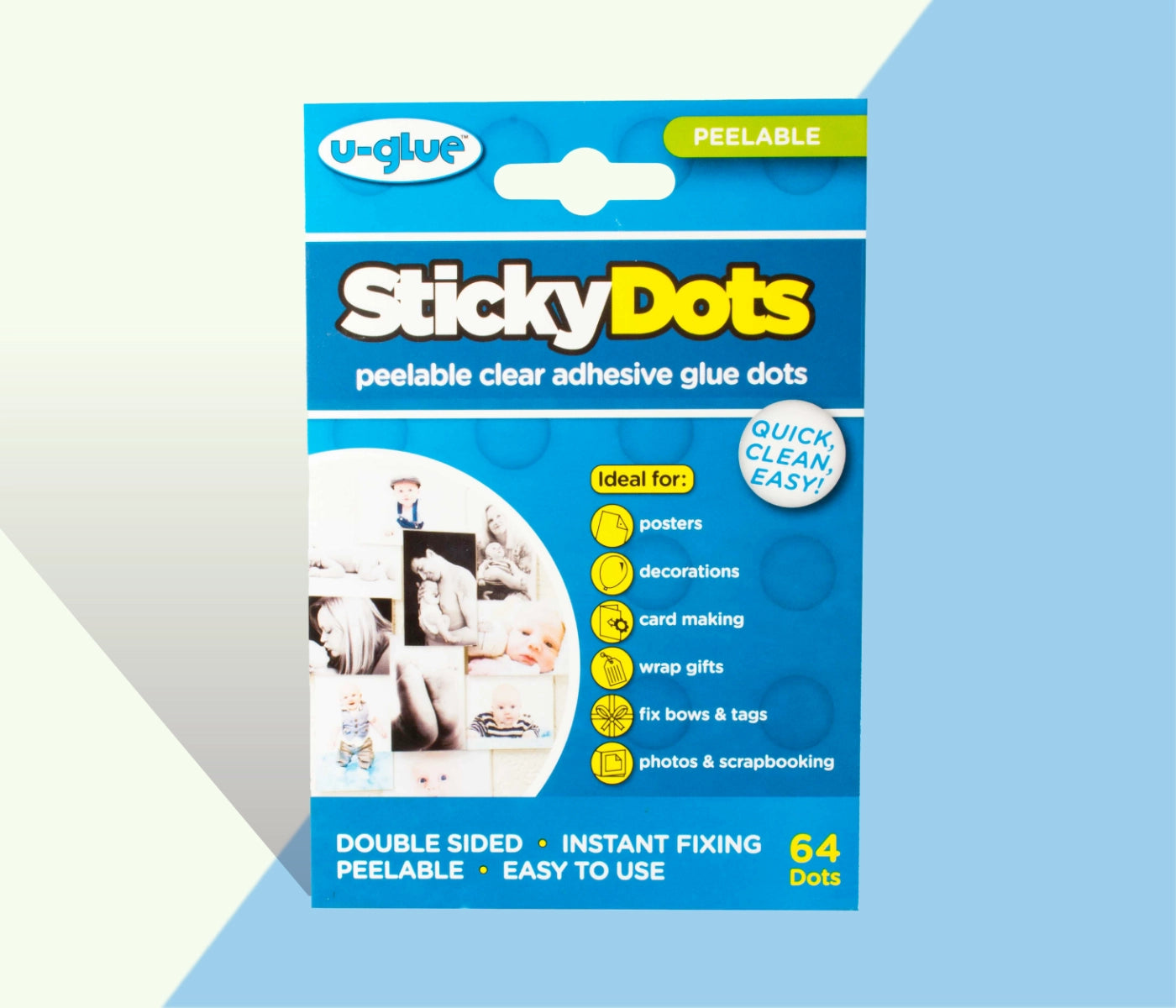 Sticky Dots - 64 x Peelable Glue Dots on Perforated Sheets