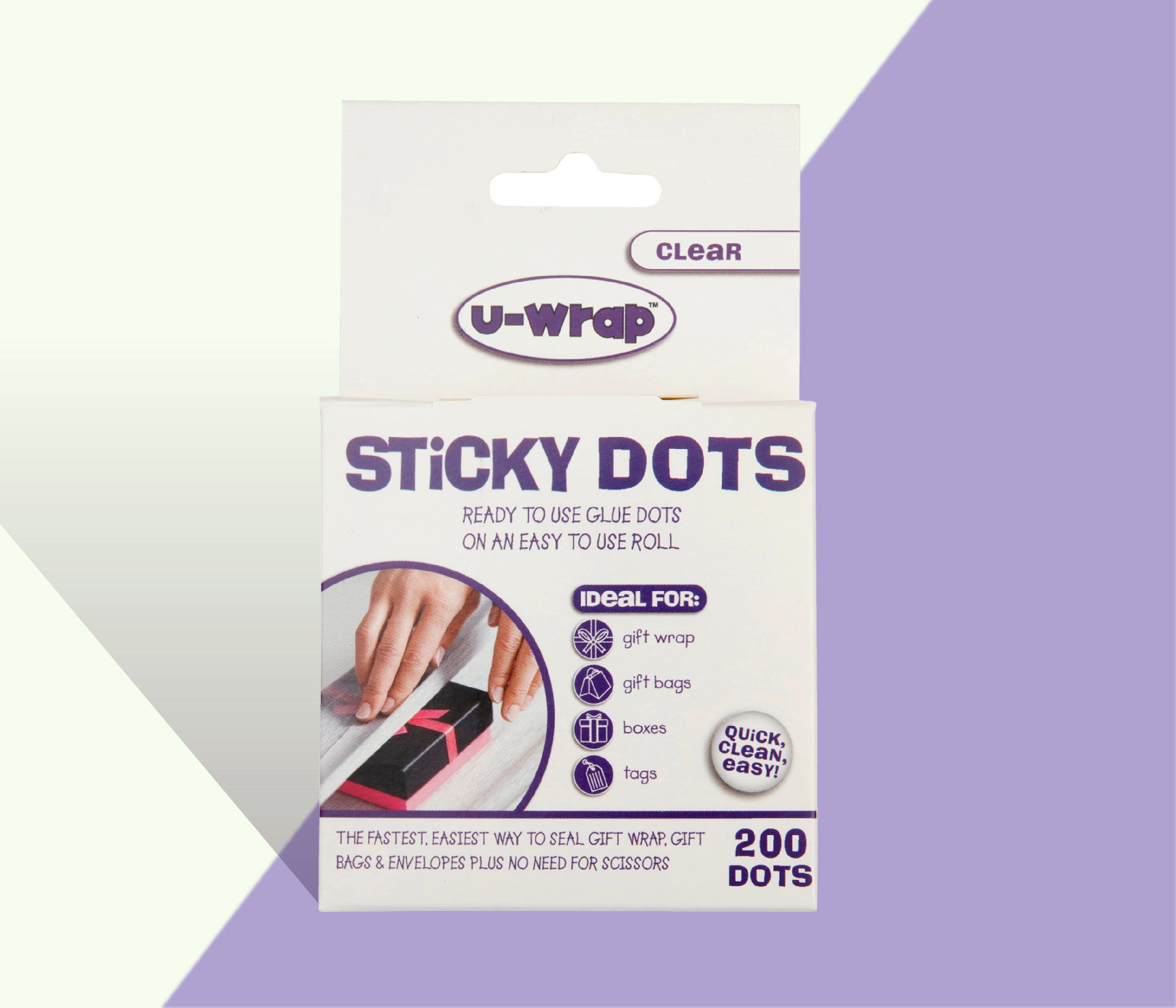 U-Wrap - Glue Dots - Permanent Sticky Dots on a Roll x 200 Dots