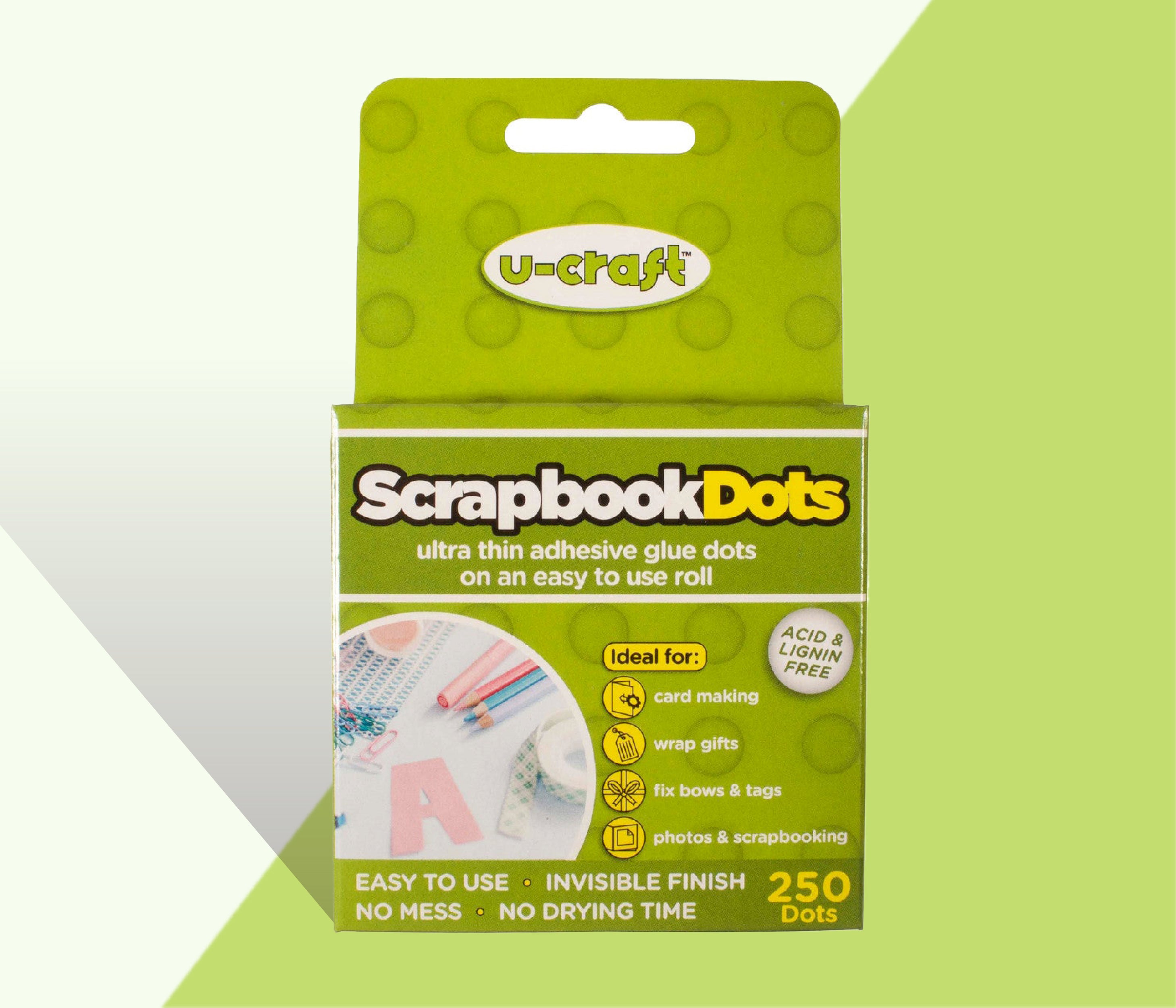 Scrapbook Glue Dots - 250 x thin, permanent dots on a roll (14mm diameter)